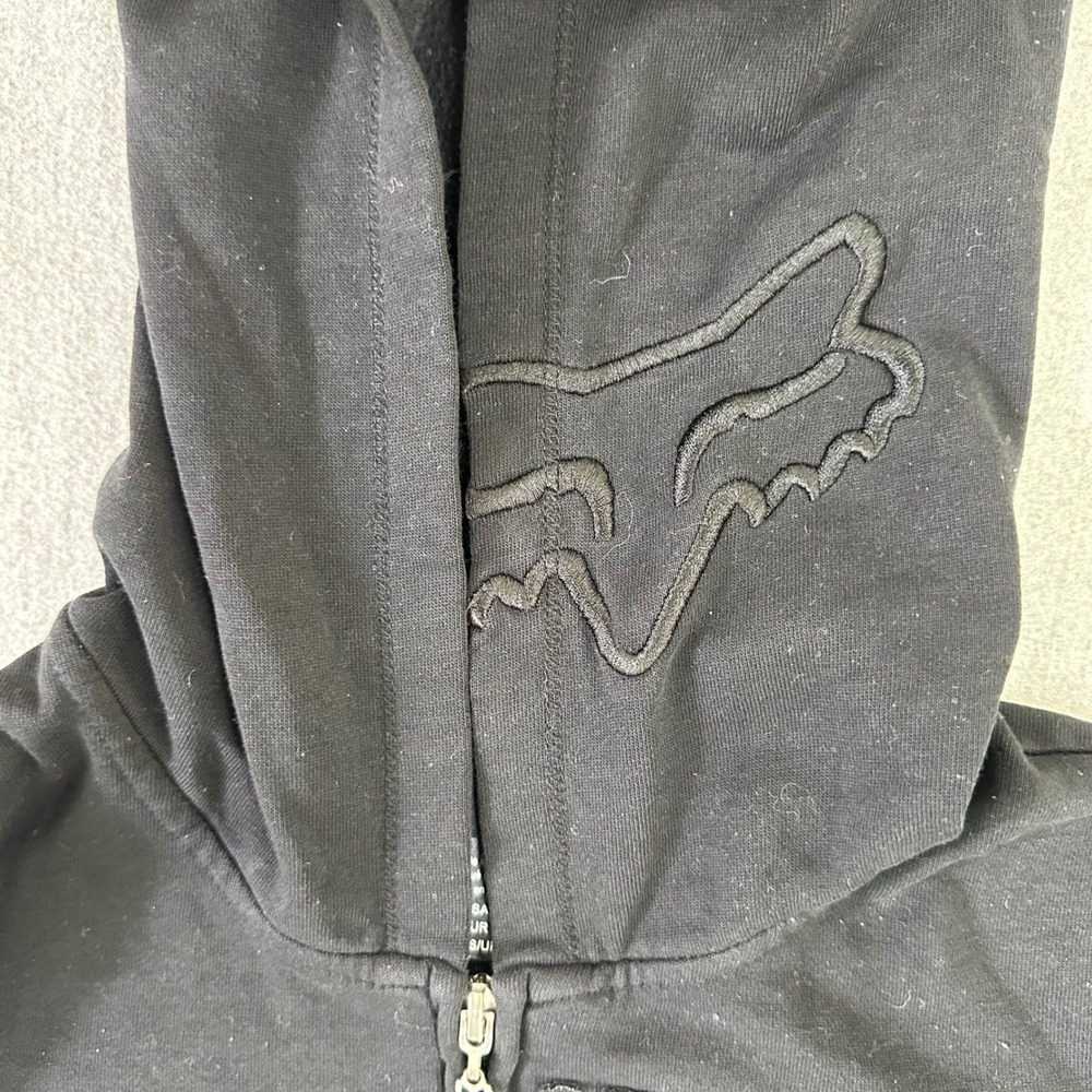 Fox Racing Hoodie Women's Small Black Full Zip Sweatshirt Logo Rider Design Y2K - Picture 3 of 9